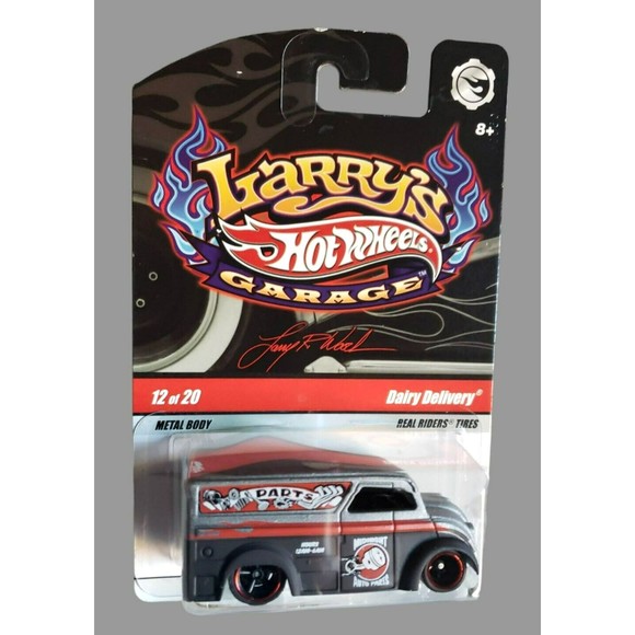 2009 Hot Wheels DAIRY DELIVERY Larry's Garage Metalflake Matte Black 12/20 1:64 - Picture 2 of 14